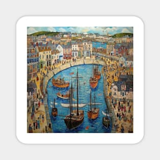 Falmouth Town and Harbour, Cornwall Folk Art Magnet