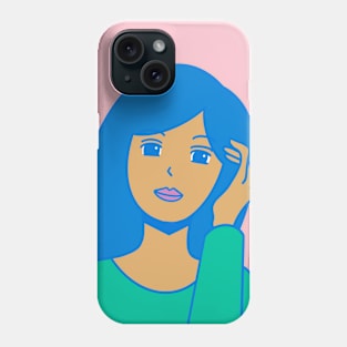 Blue haired girl Phone Case