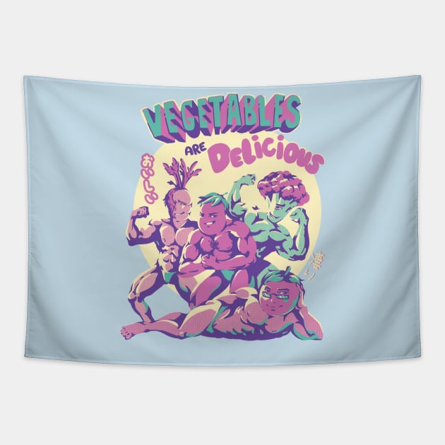 Vegetables are Delicious Tapestry by Ilustrata