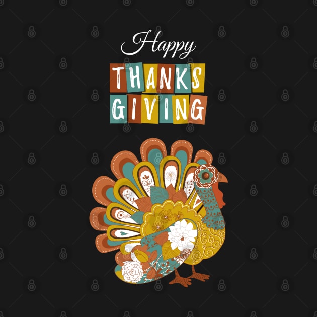 Beautiful Happy Thanksgiving Day Turkey Gobble Design Shirt by stearman