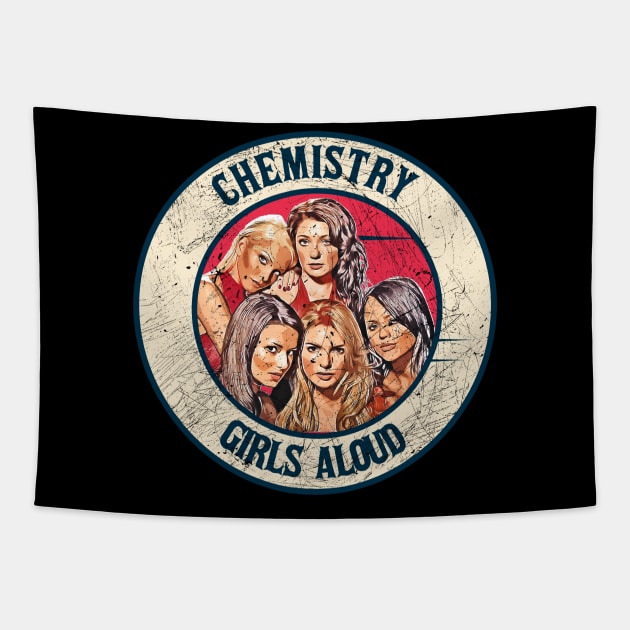 Retro Style Fan Art Design Girls Aloud chemistry Tapestry by rido public