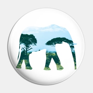 Elephant Jungle Silhouette Pin