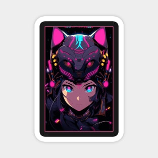 Anime Cat Girl | Quality Anime Design | Chibi Cat Girl Miaw | Manga Anime Art Magnet