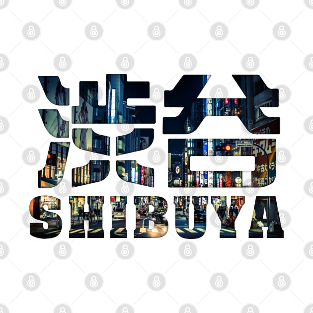 Shibuya - Shibuya Crossroad filled Text by Takeda_Art