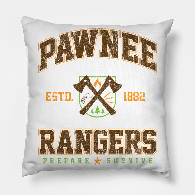 Pawnee Rangers (Variant) Pillow by huckblade