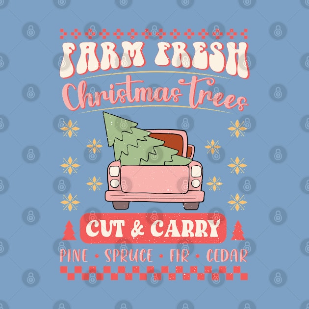 Farm Fresh Christmas Trees Vintage Retro by Erin Decker Creative