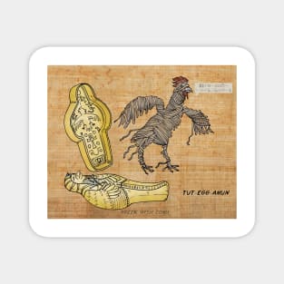 Tut-Egg-Amun - Tutankhamun mummy chicken pun by Greek Myth Comix Magnet