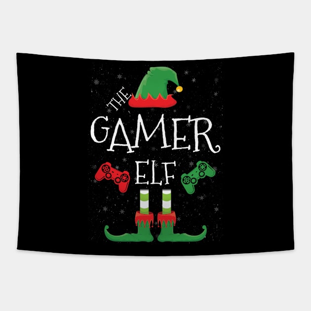 Gamer Elf Family Matching Christmas Group Funny Gift Tapestry by tabaojohnny