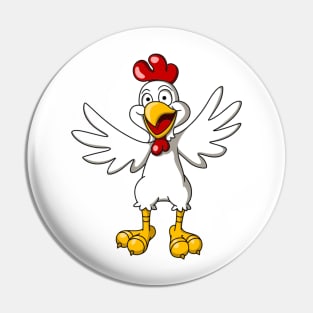 Happy Cartoon Chicken Pin