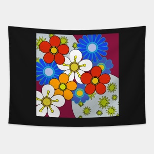 retro flowers pattern Tapestry