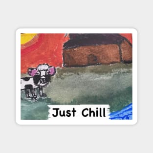 Just Chill--Cow & Barnyard Scene © Magnet