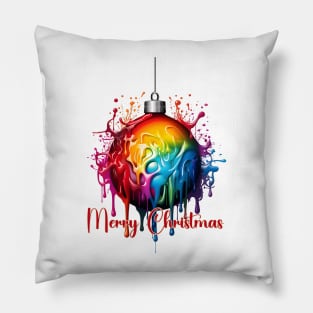 Merry Christmas Ornament Paint Pocket Design Pillow