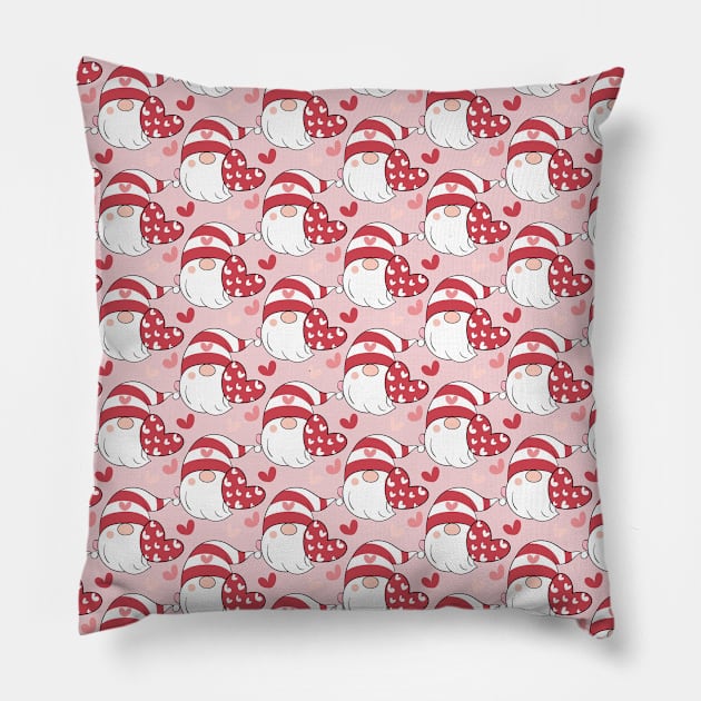 Cute Valentines Day Heart Gnome Lover Pillow by jodotodesign