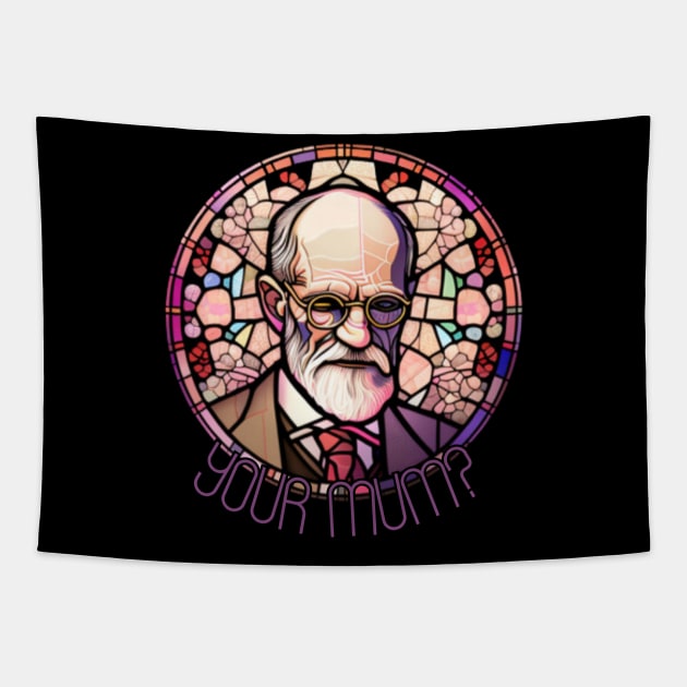 dark side of your mum, pink freud, stained glass Tapestry by Pattyld