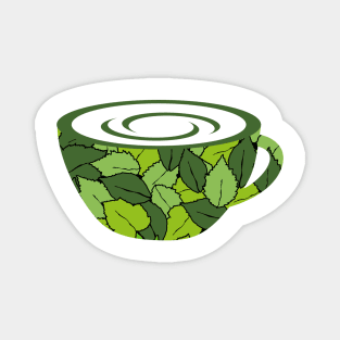 a cup of organic tea for healthy life logo Magnet