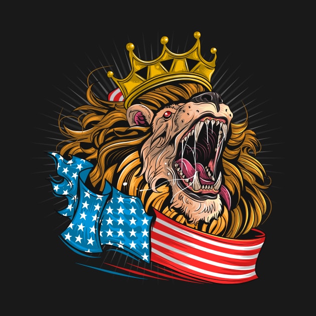 King lion of america with usa flag by Metaart