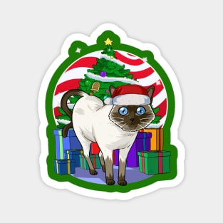 Siamese Cat Santa Christmas Gift Magnet