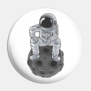 astronaut is thinking something while sitting on the moon Pin