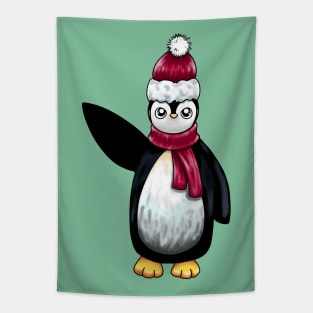 Waving Penguin Tapestry