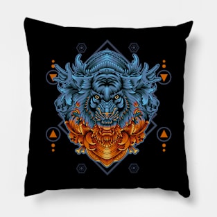 Tiger art with ornament Pillow