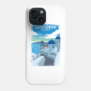 Santorini Greece Vintage Minimal Travel Poster Phone Case