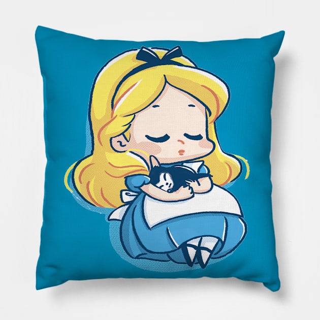 Alice sleeping in wonderland Pillow by Libou