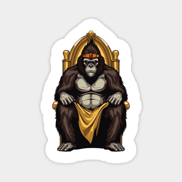 Gorilla on a golden throne Magnet by maasPat