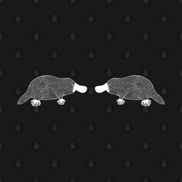 Platypuses in Love - cute platypus design - dark colors by Green Paladin