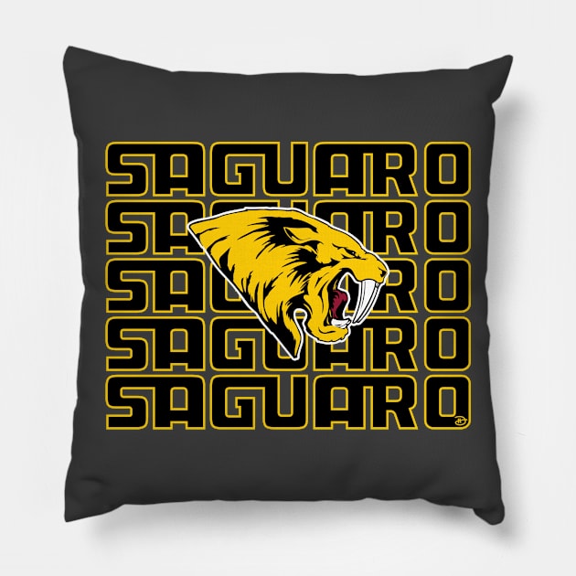 Saguaro Sabercats (Stacked - Black Lined) Pillow by dhartist