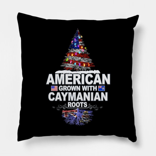 Christmas Tree  American Grown With Caymanian Roots - Gift for Caymanian From Cayman Islands Pillow by Country Flags