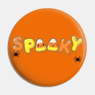 Spooky Sweet Candy Corn with Spiders Pin