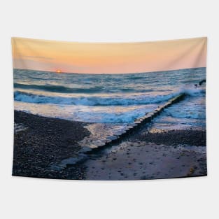 Rostock Beach at Dusk Tapestry