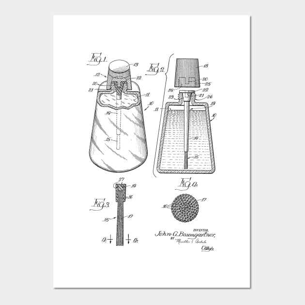 Historical Vintage Wall Art Nail Polish Applicator Patent Print Poster Great Gift Idea 1963