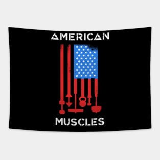 American Muscles - Workout Bodybuilder Gymrat Big Buff Bulking Hulk Athlete Lifting Weights Tapestry