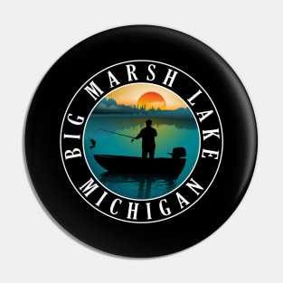 Big Marsh Lake Fishing Michigan Sunset Pin