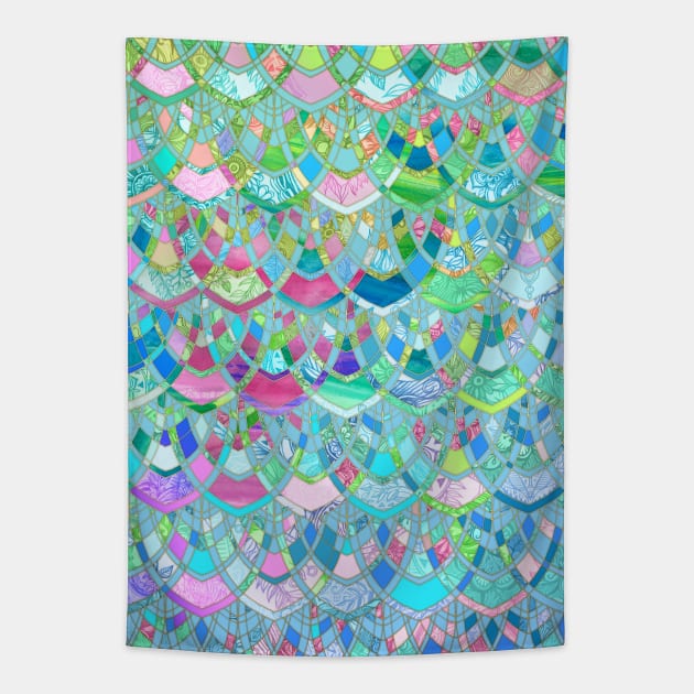 Art Deco Watercolor Patchwork Pattern 2 Tapestry by micklyn