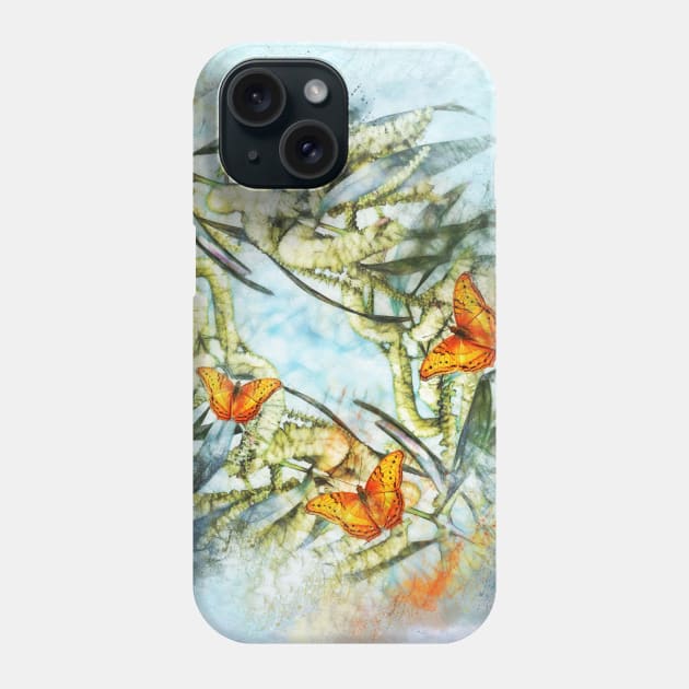 beautiful painted butterflies on wattle Phone Case by hereswendy