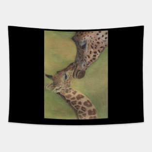 Giraffe Mom and Baby wildlife Tapestry