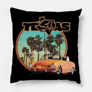 Texas-Style Karmann Ghia beach scene Orange Pillow