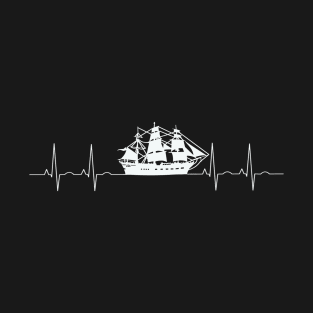 Pirate Ship Pulse Waves Heartbeat EKG T-Shirt