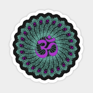 Yoga Om symbol Aum Peacock Feather Mandala Magnet