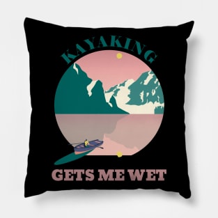 Kayaking Gets Me Wet Circle Landscape Pillow