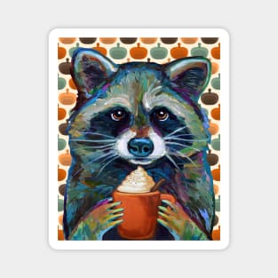 Super Cute Pumpkin Spice Raccoon Magnet