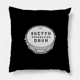 Stencil Philosophy Drum | Sketch Effect Black and White Pillow