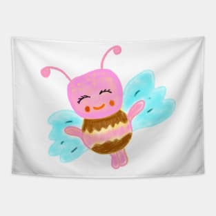 Pink watercolor honey bee animal art Tapestry