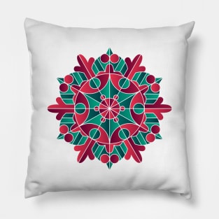 Poinsettia Mandala Snowflake Geometric Design Pillow