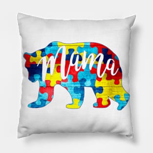 Autism Mama Bear Puzzle Pieces Mama Autism Awareness Month Pillow