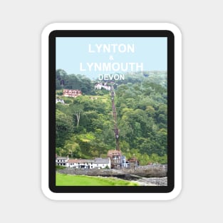 Lynton Lynmouth North Devon Cliff Railway Travel location poster Magnet