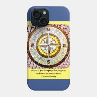 Compass Rose Rounded Edges, Mark Twain Travel Quote Phone Case