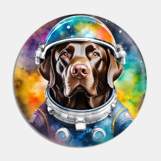 Rainbow Galaxy Astronaut Chocolate Labrador Pin